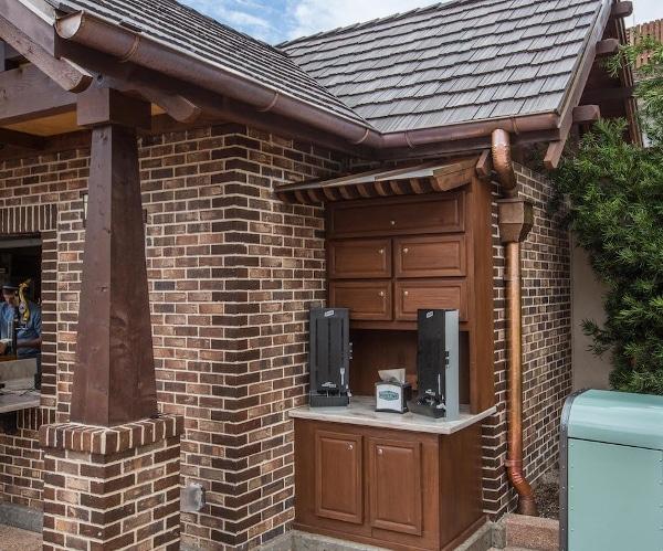 Copper rain gutters on a home